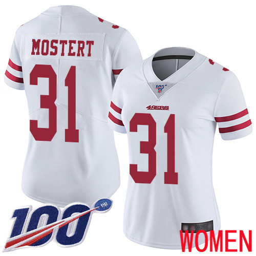 San Francisco 49ers Limited White Women Raheem Mostert Road NFL Jersey #31 100th Season Vapor Untouchable->san francisco 49ers->NFL Jersey